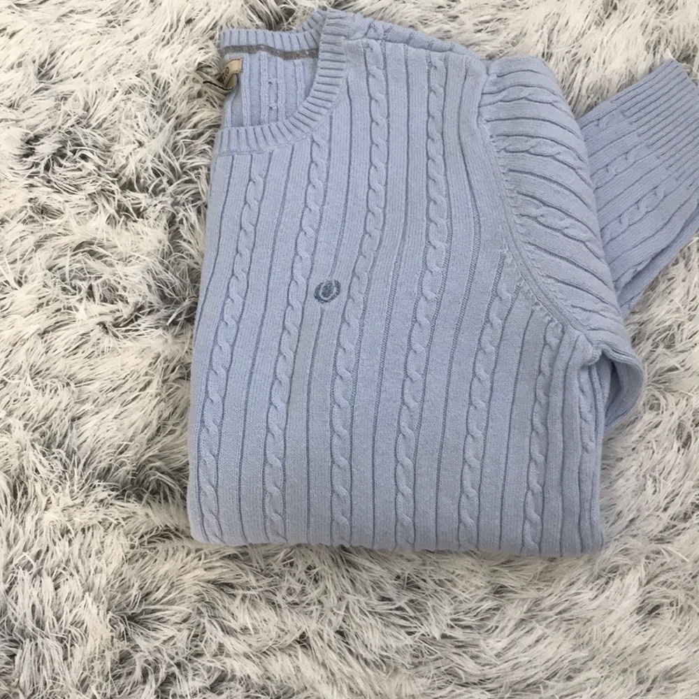Chaps light periwinkle cable knit sweater